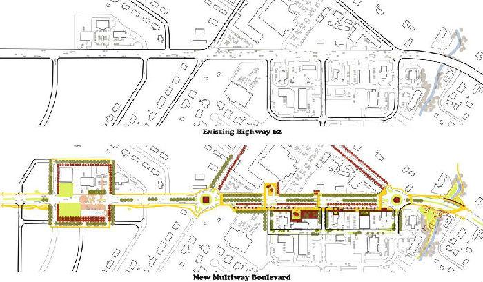 3法明顿城市景观规划规划区域位于公路以南的商业中心 对面便是公立学校 老年人社区中心 市政厅和安全服务站 公路的人行道系统设计考虑周全 方便小学生穿过公路购买快餐.jpg